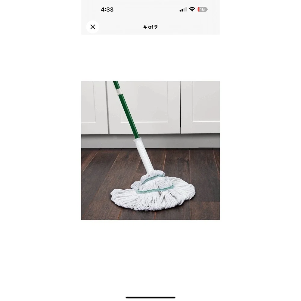 Libman Tornado Mop Refill White Cotton Blend Attachment Style Snap-On